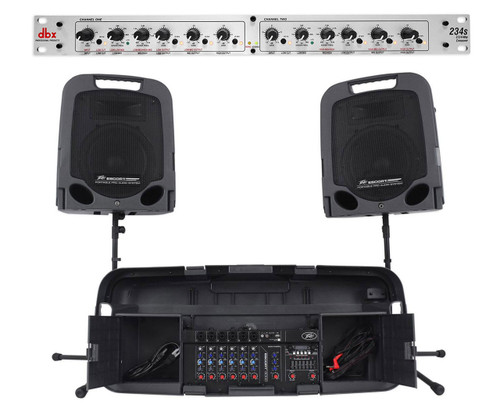  Peavey ESCORT 3000 300w Portable PA Speaker System w/Mixer + DBX Crossover 