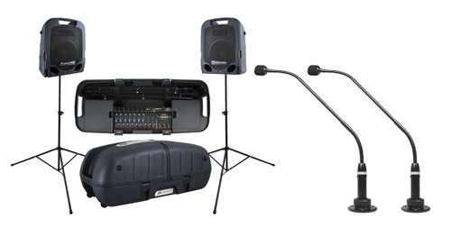  Peavey Bluetooth PA Speakers+Mixer+Stands+(2) Podium Mics 4 Church Sound Systems 