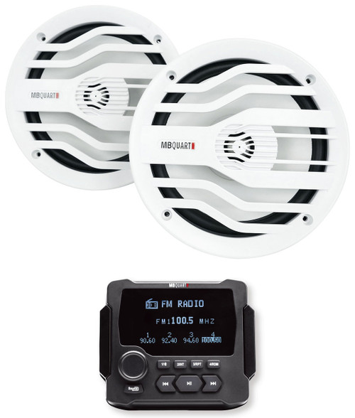 MB QUART MB Quart GMR-LCD Marine/Boat Receiver w/Bluetooth+2 White MB Quart 6.5" Speakers 