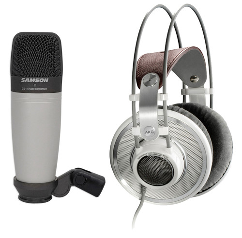  AKG K701 Open-Back Studio Reference Monitor Headphones+Samson Recording Mic 