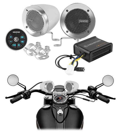 MEMPHIS AUDIO Memphis Bluetooth Motorcycle Audio Handlebar Speakers For Honda Rebel 