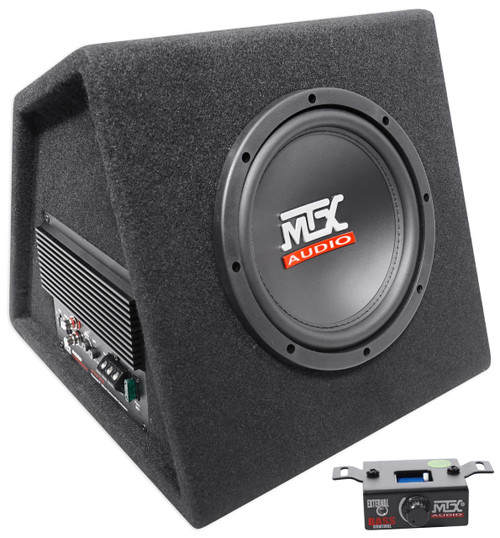  MTX RTP8A 8" 120w RMS Powered Subwoofer In Vented Sub Box Enclosure+Bass Remote 