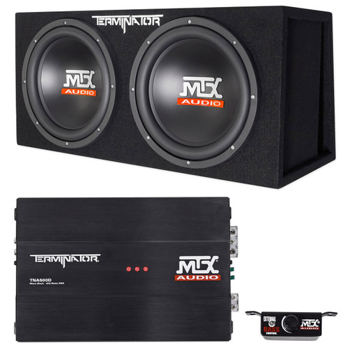  MTX Terminator TNP212DV 500w RMS Dual 12” Subwoofers+Vented Sub Box+Amplifier 