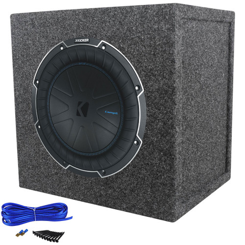  Kicker 51CWQ104 COMP Q 10" 800 Watt Car Audio Subwoofer+Sealed Sub Box Enclosure 