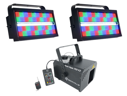 AMERICAN DJ (2) American DJ ADJ Jolt Panel FX2 RGBW SMD LED DMX Strobe/Wash Lights+Hazer 
