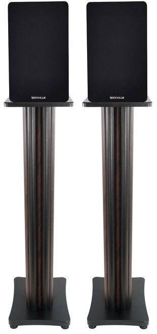 Rockville (2) Rockville RockShelf 68D 400w Dark Wood 6.5" Bookshelf Speakers+36" Stands 