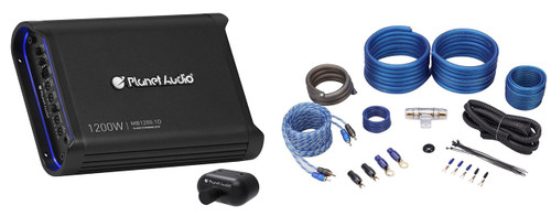 PLANET AUDIO Planet Audio MB1200.1D 1200 Watt Class D 1-Ohm Mono Amplifier+Amp Wire Kit 