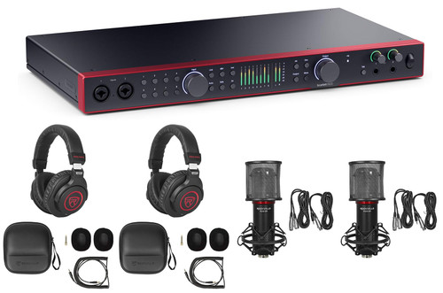 Focusrite SCARLETT 18I20 4G 4th Gen Audio Recording Interface+2) Headphones+Mics
