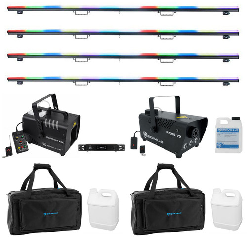 AMERICAN DJ (4) American DJ Pixie Strip-120 Pixel Strip Lights+Pixie Driver V2+Hazer+Fogger 