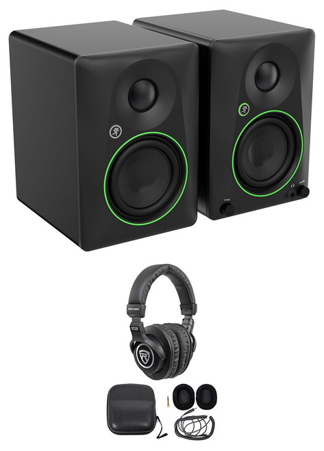 MACKIE Pair Mackie CR4.5 4.5" Powered Studio Monitors w/ Tone Control+Headphones 