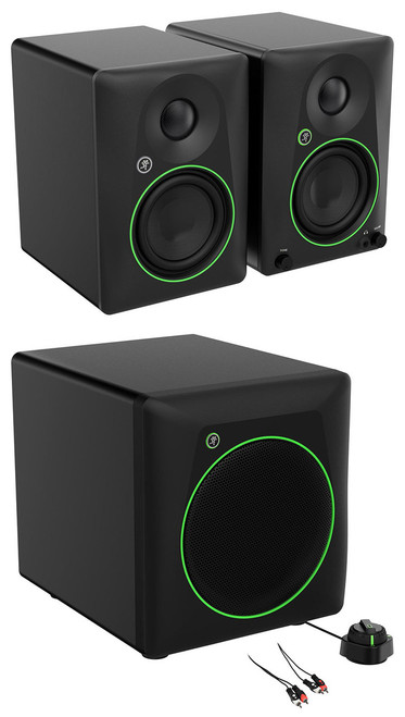 MACKIE Pair Mackie CR4.5 4.5" Powered Studio Monitors w/Tone Control+8" Subwoofer 