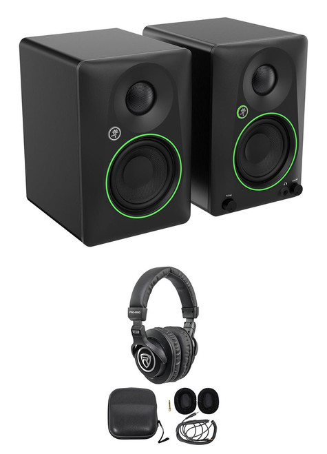 MACKIE Pair Mackie CR3.5BT 3.5" Powered Studio Monitors w/ Tone Control+Headphones 