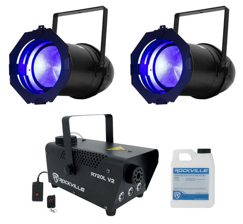 AMERICAN DJ (2) American DJ ADJ Par Z150 RGBA 150 Watt RGBA LED DMX Par Can Lights+Fogger 