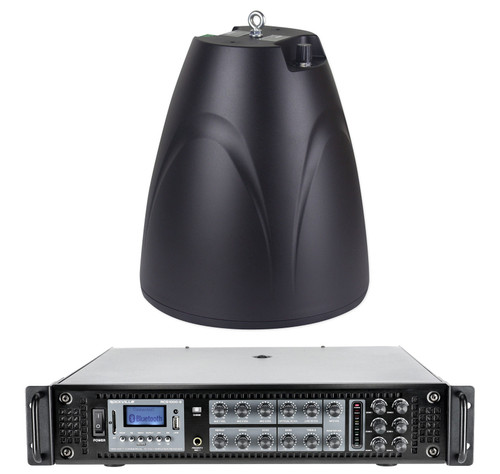 (50) Rockville PEN-65T Black Commercial Hanging Pendant Warehouse Speakers+Amp