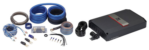  Kicker 51LX30001 3000w Mono Car Amplifier w/Smart Bass+Amp Wire Kit LX3000.1 
