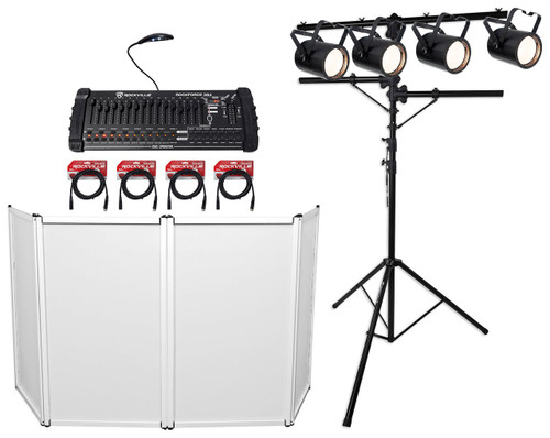 AMERICAN DJ (4) American DJ COB CANNON WASH ST DW DMX Par Lights+Control+Facade+Stand+Cables 