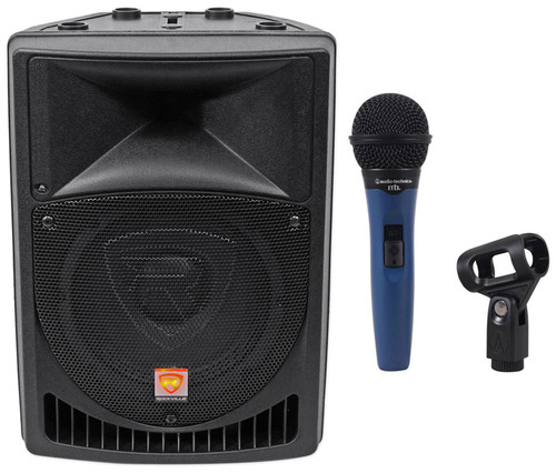 Rockville RPG8 8" Powered Active 400 Watt PA Speaker W/Audio Technica Microphone