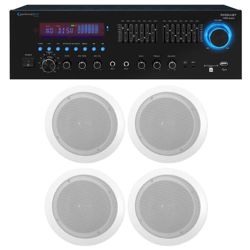 TECHNICAL PRO Technical Pro RX55URIBT Home Theater Bluetooth Receiver+4) 6.5" Ceiling Speakers 