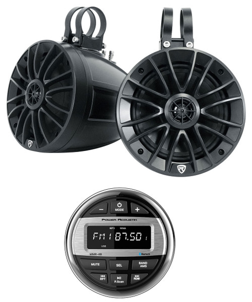  Power Acoustik MMR-4B ATV/UTV Receiver Bluetooth/USB/EQ+(2) 6.5" Tower Speakers 