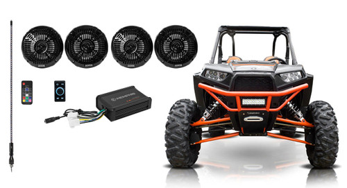 MEMPHIS AUDIO (4) Memphis Audio 6.5" Speakers+Bluetooth Ctrl+Whip For Polaris RZR/ATV/UTV/Cart 