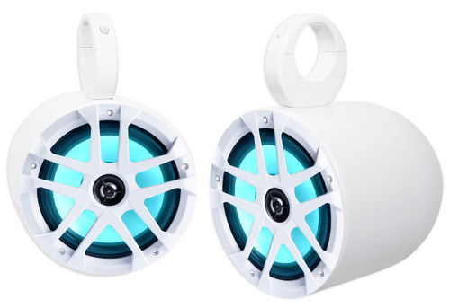 MEMPHIS AUDIO 2) Memphis Audio MXA80L 120w 8" Marine Boat White Wakeboard Tower Speakers w/LED 