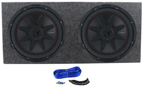 Kicker (2) Kicker 52CVR124 CVR12 COMPVR 12" Subwoofers+Sealed Sub Box Enclosure CVR124 