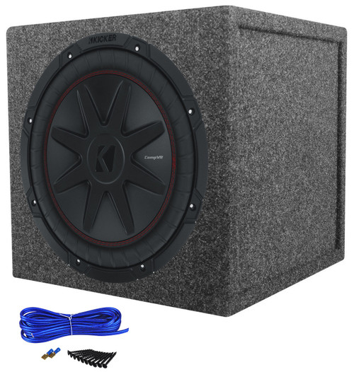  Kicker 52CVR124 CVR12 COMPVR 4-Ohm 12" Subwoofer+Sealed Sub Box Enclosure CVR124 