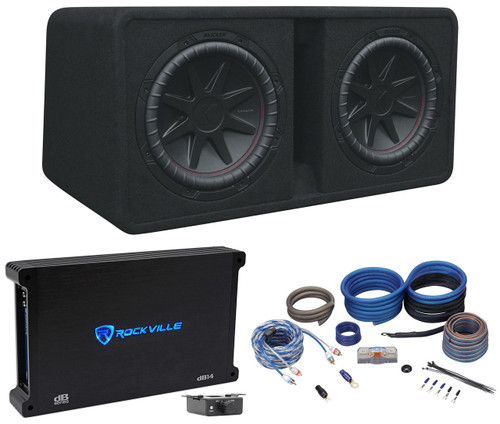  Kicker 52DCVR122 DCVR 12" Dual Subwoofers+Vented Sub Box Enclosure + Amplifier 