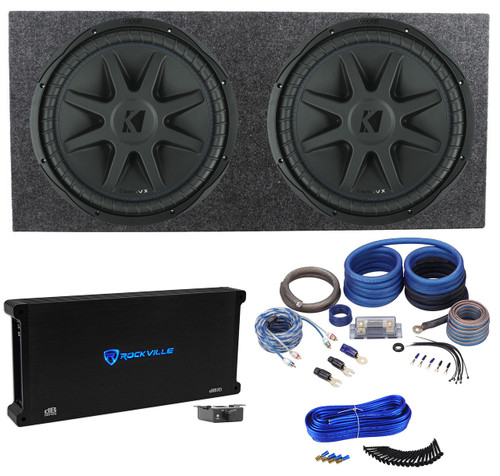 Kicker (2) Kicker 50CVX152 COMPVX 15" Subwoofers+Sealed Box+Mono Amplifier+Wires CVX152 