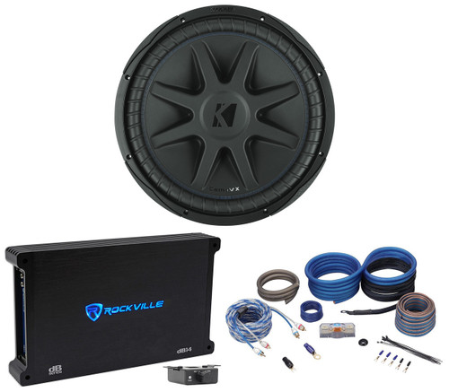  Kicker 50CVX154 COMPVX 15" Subwoofer DVC 4 Ohm Sub+Mono Amplifier+Amp Kit CVX154 