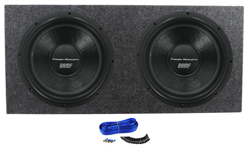 (2) Power Acoustik BAMF-154 15" 3800w Car Subwoofers+Sealed Sub Box Enclosure