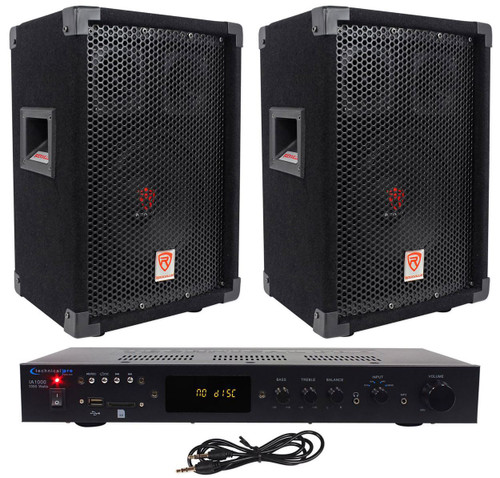 (2) Rockville RSG8 8" 300w PA Speakers+Technial Pro IA1000 Amplifier w/ USB+SD