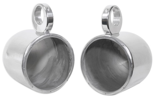Pair Rockville 7.7" Polished Silver Aluminum Wakeboard Tower Speaker Enclosures