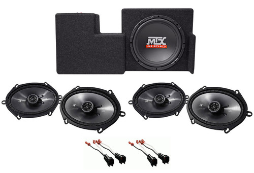 10" MTX Subwoofer+Enclosure+(4) Kicker Speakers For 2009-15 Ford F-150 Super Cab