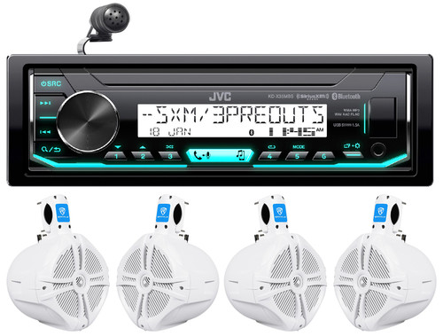 JVC KD-X35MBS Digital Media Marine Bluetooth Stereo+(4) 8" Wakeboard Speakers