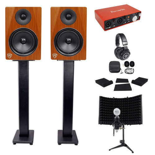 Focusrite Package w/Interface+6.5" Monitors+Studio Mic+Headphones+Stands