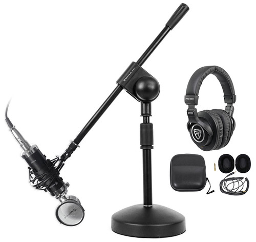 Rockville PC Gaming Streaming Twitch Bundle: RCM03 Microphone+Headphones+Stand
