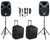 Rockville RPG122K Dual 12" Powered Speakers, Bluetooth Bundle with Mic, Stands, Rolling Bags (3 Items)