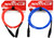 2 Rockville 6' Female to Male REAN XLR Mic Cable 100% Copper (Red and Blue)