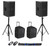 (2) Mackie DRM212-P 12" 1600w DJ PA Speakers+Rolling Carry Bags+Stands+Cables