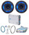 (2) Hifonics TPS-CX65 6.5" 300w Marine Boat LED Speakers+2-Ch Amplifier+Amp Kit