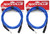 2 Rockville RCXMB10-BL Blue 10' Male REAN XLR to 1/4'' TRS Balanced Cables