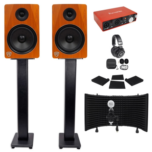 Focusrite Package w/Interface+Pair 8" Monitors+Recording Mic+Headphones+Stands