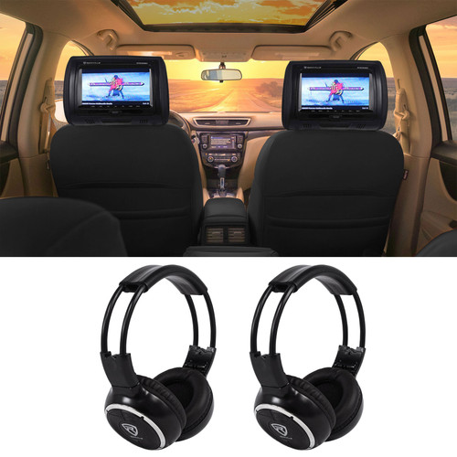 Rockville RTSVD961BK V2 9” Black Dual DVD/HDMI Car Headrest Monitors+Headphones 241.85