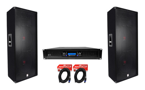 (2) Rockville RSG12.2 Dual 12 2000W Altavoces PA + amplificador Rockville  RPA9 DJ Amp