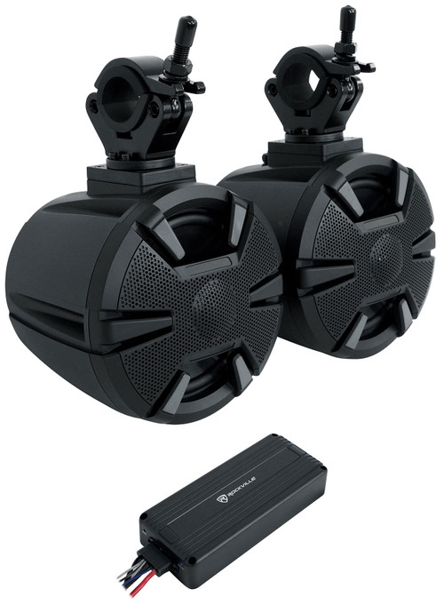 2 Alpine SPV-65-SXS 6.5” 225w Tower Speakers+Bluetooth Amplifier For  ATV/UTV/RZR