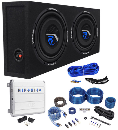 Hifonics ZRX1200.1D 1200w RMS Amplifier+2 12" Shallow Subwoofers+Sub