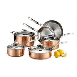 Martellata 10-Piece Hammered Copper Tri-Ply Cookware Set