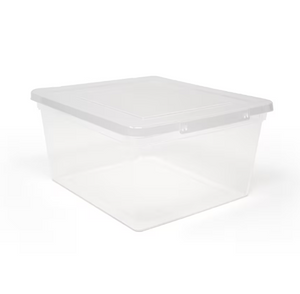 A2ZHOME 2L Clear Plastic Stackable Storage Utility Tote Box with Grey Snap-on Lid - 6.4" X 7.3" X 3.8" (6/CASE)-A2ZHOME A2ZHOME 2L Clear Plastic Stackable Storage Utility Tote Box with Grey Snap-on Lid - 6.4" X 7.3" X 3.8" (6/CASE)-A2ZHOME