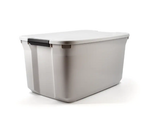 A2ZHOME 98L Stackable Grey Storage Tote with Sturdy Latching Handles - 18.75" X 28.53" X 14.74" (6/CASE)-A2ZHOME